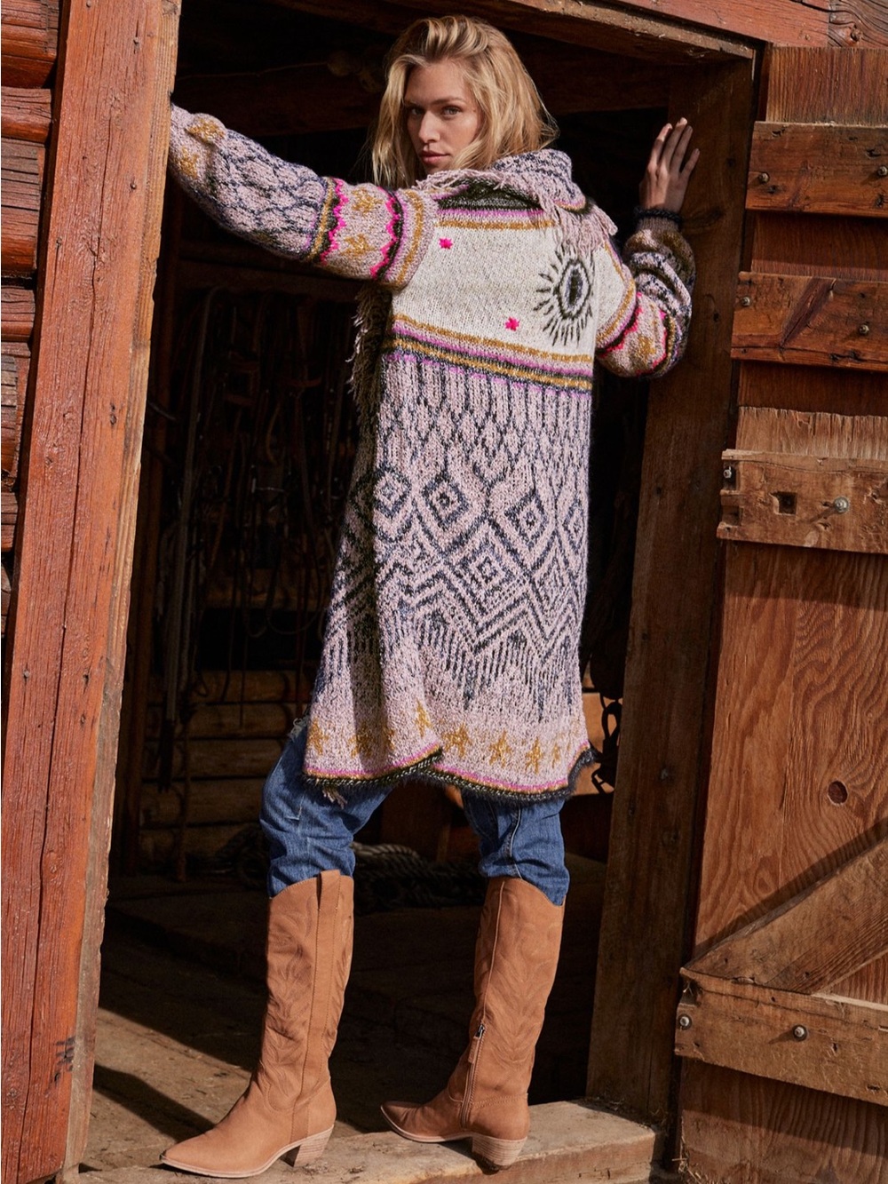 Pilcro Fringed Evil Eye Cardigan xs/s